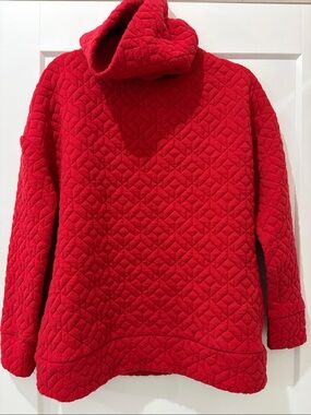 GAP Quilted Red Funnel Neck Pullover